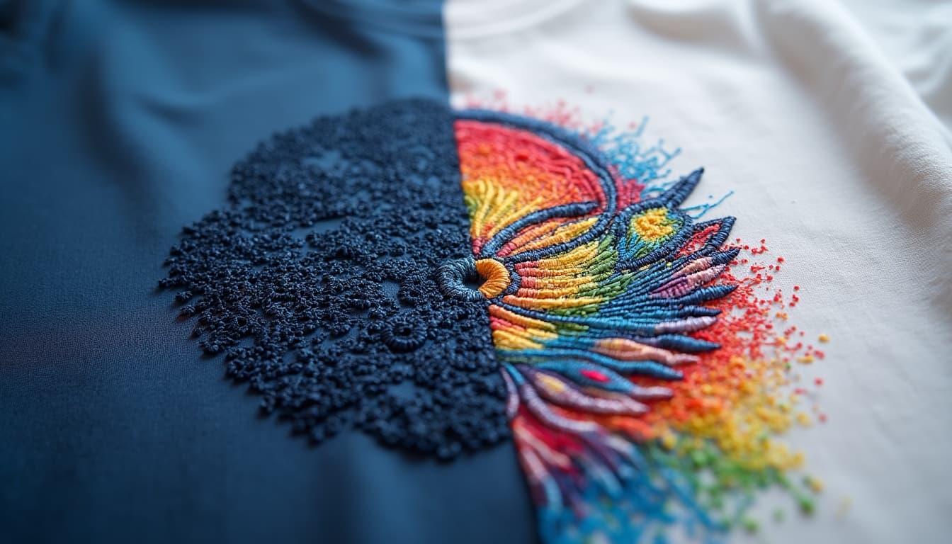 Embroidery machine in action